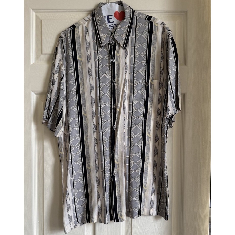 Vintage Baron's By Alan Stuart Men's Button Up Shirt Geometric Medium